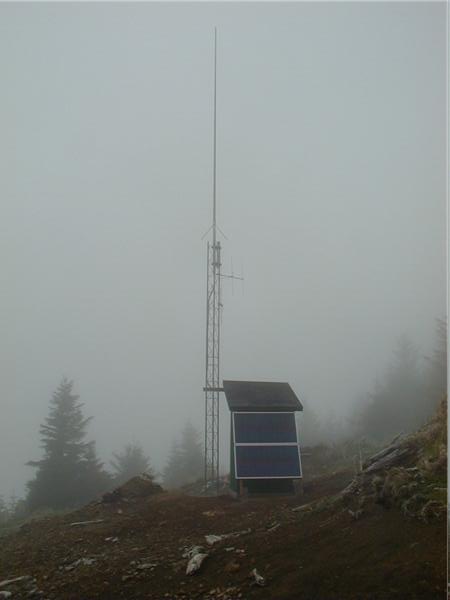 Building with first two solar panels in place.